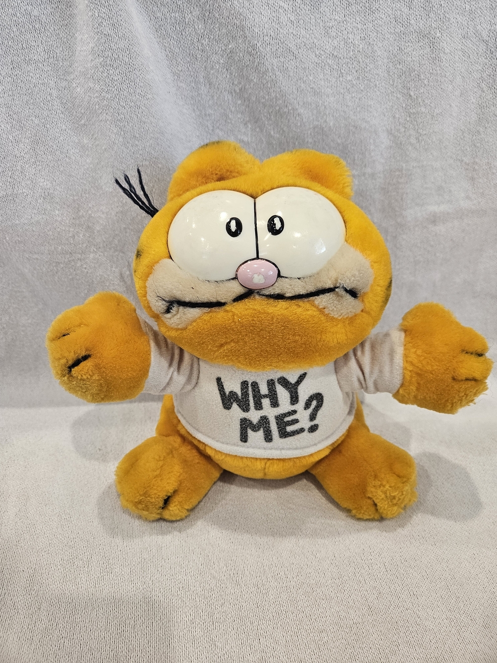 Garfield - Plush Toy with 'WHY ME?' Shirt Vintage 1980s Dakin